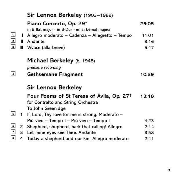 Lennox* And Michael Berkeley, Catherine Wyn-Rogers, Howard Shelley, BBC National Orchestra Of Wales, Richard Hickox-3