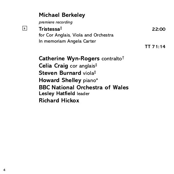 Lennox* And Michael Berkeley, Catherine Wyn-Rogers, Howard Shelley, BBC National Orchestra Of Wales, Richard Hickox-4