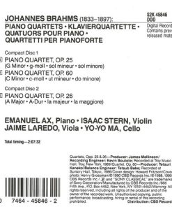 Emanuel Ax • Isaac Stern • Jaime Laredo • Yo-Yo Ma, Brahms*-1