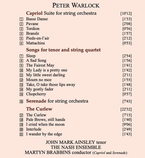 Peter Warlock - John Mark Ainsley, The Nash Ensemble-3