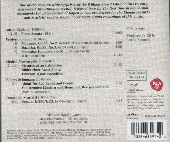 Copland*, Chopin*, Mussorgsky*, William Kapell-1