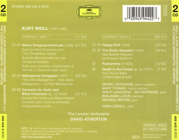 Weill* - David Atherton (2), The London Sinfonietta*-1