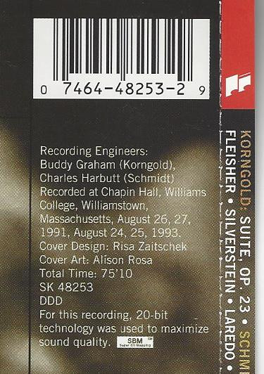 Korngold* • Schmidt* – Leon Fleisher, Joseph Silverstein, Jaime Laredo, Joel Smirnoff, Michael Tree, Yo-Yo Ma-3