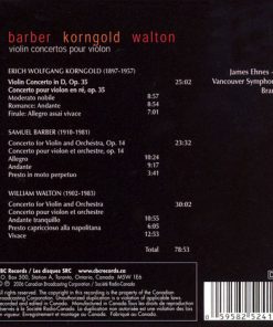 Barber* / Korngold* / Walton* - James Ehnes, Vancouver Symphony Orchestra, Bramwell Tovey-1