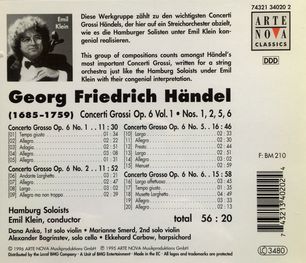 Georg Friedrich Händel, Hamburg Soloists*, Emil Klein-1