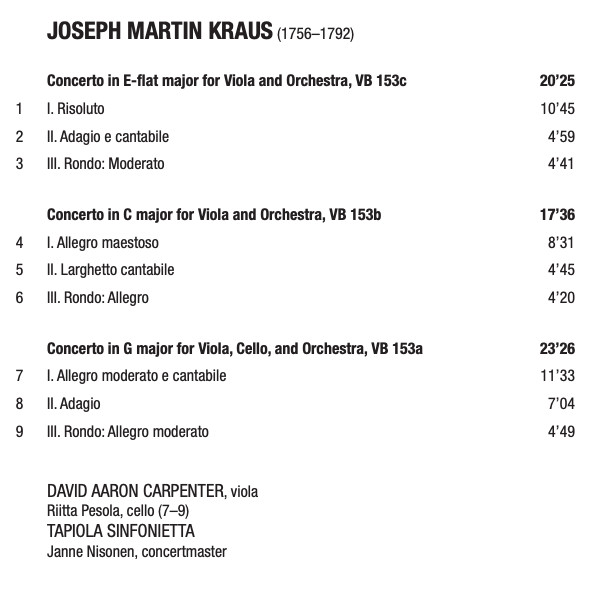 Joseph Martin Kraus, David Aaron Carpenter, Tapiola Sinfonietta-2