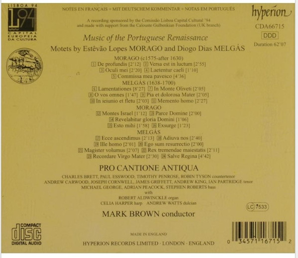 Pro Cantione Antiqua, Mark Brown (4), Robert Aldwinckle, Celia Harper-1