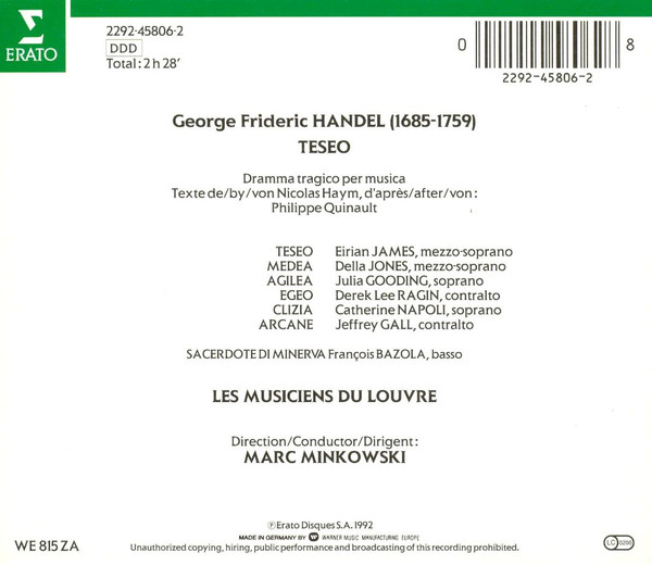 Handel* / James* - Jones* - Gooding* - Ragin* - Napoli* - Gall* - Les Musiciens Du Louvre - Marc Minkowski-1