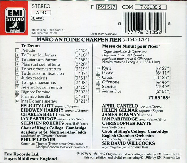 M.-A. Charpentier*, Choir Of King's College, Cambridge*, Academy Of St. Martin-in-the-Fields*, English Chamber Orchestra, Ledger*, Willcocks*-3