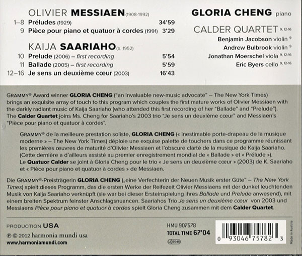 Messiaen* / Saariaho*, Gloria Cheng, Calder Quartet*-2