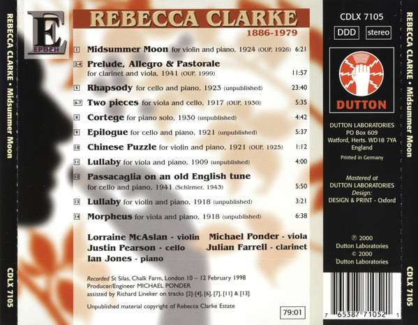 Rebecca Clarke - Lorraine McAslan • Michael Ponder • Justin Pearson • Julian Farrell • Ian Jones (16)-1