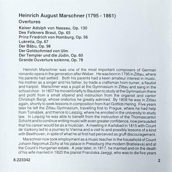 Heinrich August Marschner*, Slovak State Philharmonic Orchestra (Košice)*, Alfred Walter-1