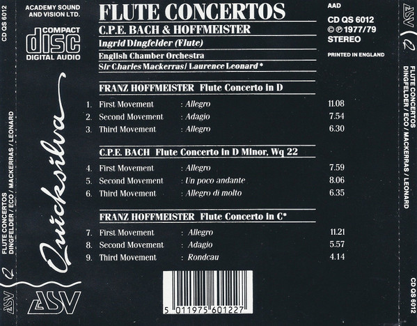 Carl Philipp Emanuel Bach / Franz Anton Hoffmeister, Ingrid Dingfelder, English Chamber Orchestra, Sir Charles Mackerras, Lawrence Leonard-2