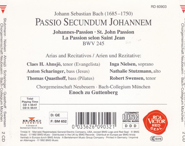 J. S. Bach* - Enoch zu Guttenberg, Chorgemeinschaft Neubeuern, Bach-Collegium München, Nielsen*, Stutzmann*, Ahnsjö*, Swensen*, Scharinger*, Quasthoff*-1