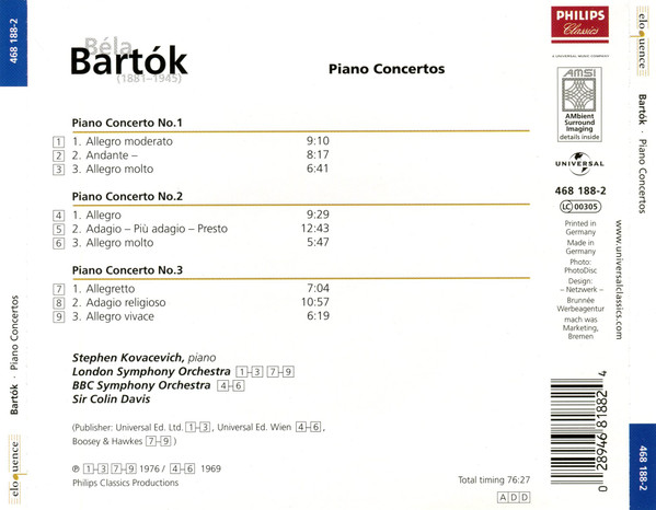 Bartók*, Stephen Kovacevich*, London Symphony Orchestra, BBC Symphony Orchestra, Sir Colin Davis-1
