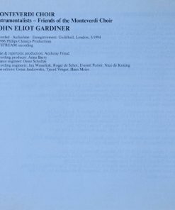 Giovanni Gabrieli, Claudio Monteverdi, Heinrich Schütz, Henry Purcell, Johann Sebastian Bach, Francis Poulenc, John Tavener, John Eliot Gardiner, The Monteverdi Choir-2