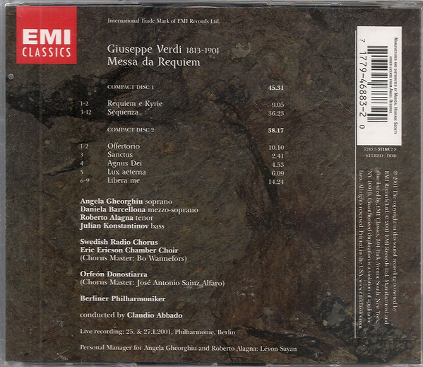Giuseppe Verdi - Angela Gheorghiu, Daniela Barcellona, Roberto Alagna, Julian Konstantinov, Claudio Abbado, Swedish Radio Chorus* · Eric Ericson Chamber Choir* · Orfeón Donostiarra, Berliner Philharmoniker-1