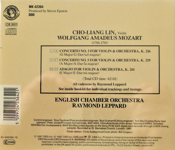 Mozart* - Cho-Liang Lin, English Chamber Orchestra, Raymond Leppard-1