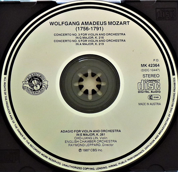 Mozart* - Cho-Liang Lin, English Chamber Orchestra, Raymond Leppard-2