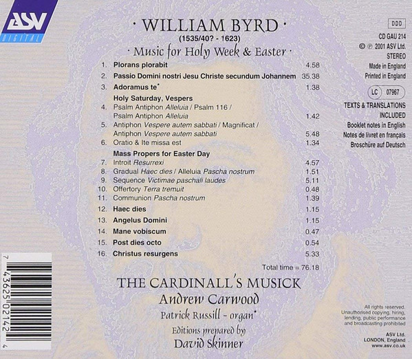 William Byrd - The Cardinall's Musick / Andrew Carwood / David Skinner (4)-1
