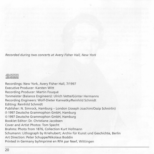 Brahms* / Schumann* - Anne-Sophie Mutter, New York Philharmonic, Kurt Masur-2