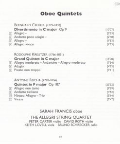 Bernhard Henrik Crusell, Rodolphe Kreutzer, Anton Reicha - Sarah Francis, The Allegri String Quartet-1