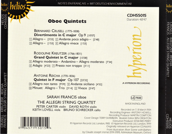 Bernhard Henrik Crusell, Rodolphe Kreutzer, Anton Reicha - Sarah Francis, The Allegri String Quartet-2