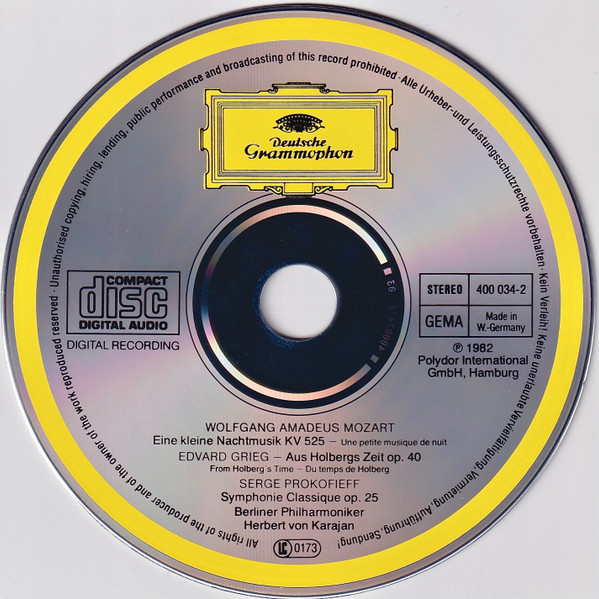 Mozart*, Grieg*, Prokofiev*, Berliner Philharmoniker, Herbert von Karajan-2
