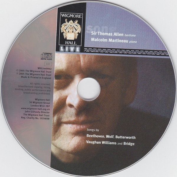 Sir Thomas Allen*, Malcolm Martineau, Beethoven*, Wolf*, Butterworth*, Vaughan Williams*, Bridge*-2