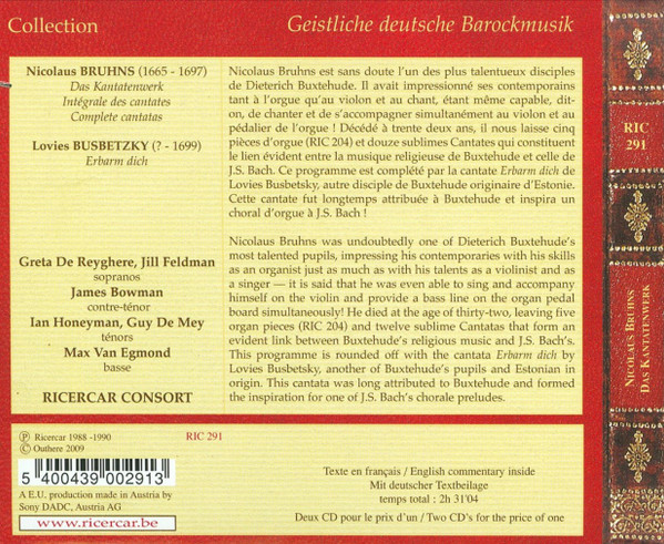 Nicolaus Bruhns*, Greta De Reyghere, James Bowman (2), Guy De Mey, Max Van Egmond, Ricercar Consort-1