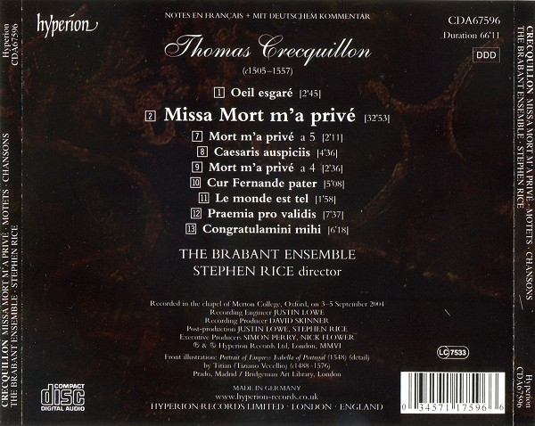 Thomas Crecquillon / The Brabant Ensemble, Stephen Rice-1