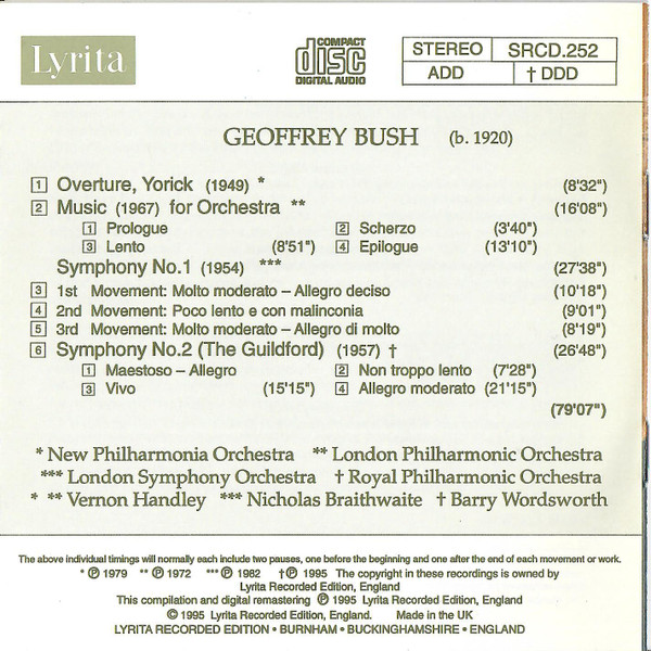 Geoffrey Bush, New Philharmonia Orchestra, London Philharmonic Orchestra, London Symphony Orchestra, Royal Philharmonic Orchestra, Vernon Handley, Nicholas Braithwaite, Barry Wordsworth-2