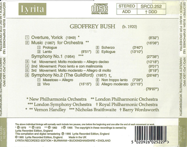 Geoffrey Bush, New Philharmonia Orchestra, London Philharmonic Orchestra, London Symphony Orchestra, Royal Philharmonic Orchestra, Vernon Handley, Nicholas Braithwaite, Barry Wordsworth-3