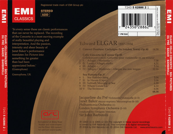 Elgar* - Jacqueline Du Pré · Janet Baker - Sir John Barbirolli, London Symphony Orchestra / Philharmonia Orchestra-1