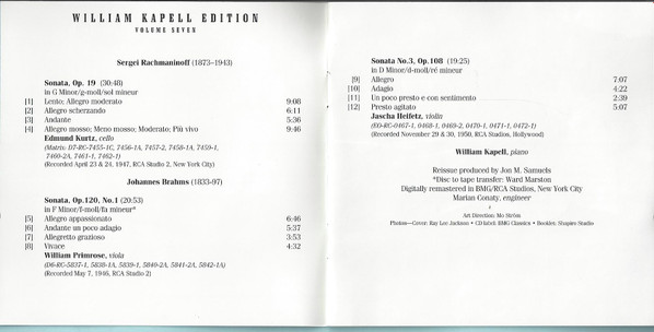 Brahms*, Rachmaninoff*, Heifetz*, Primrose*, Kurtz*, William Kapell-4