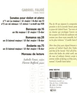 Fauré* - Isabelle Faust, Florent Boffard-1