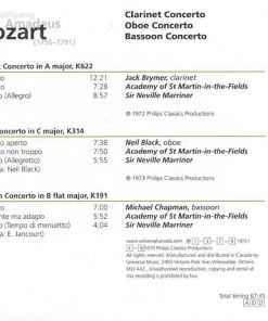 Wolfgang Amadeus Mozart, Jack Brymer, Neil Black (3), Michael Chapman (4), Academy Of St. Martin-in-the-Fields*, Sir Neville Marriner-2