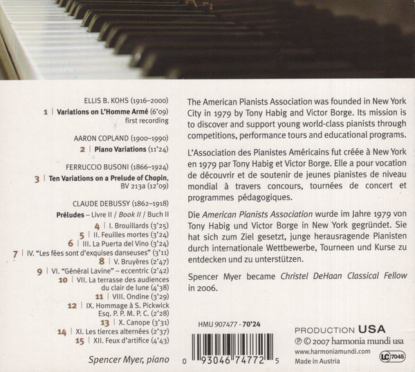 Claude Debussy · Ellis Kohs · Aaron Copland · Ferruccio Busoni · Spencer Myer-1