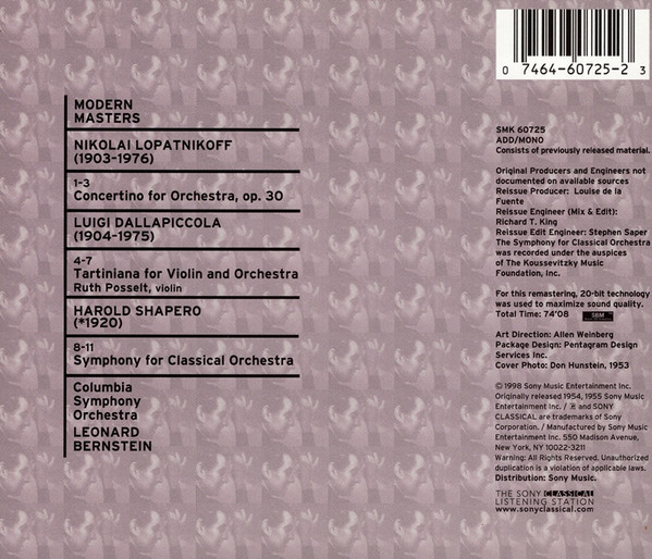 Lopatnikoff*, Dallapiccola*, Shapero*, Columbia Symphony Orchestra, Leonard Bernstein-1