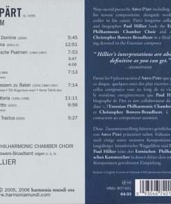 Arvo Pärt - Estonian Philharmonic Chamber Choir, Paul Hillier With Christopher Bowers-Broadbent-1