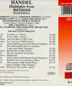 Handel* – Elsie Morison • Marjorie Thomas • Richard Lewis (3) • Eric Chadwick - Organ • The Huddersfield Choral Society* • The Royal Liverpool Philharmonic Orchestra* • Sir Malcolm Sargent-2