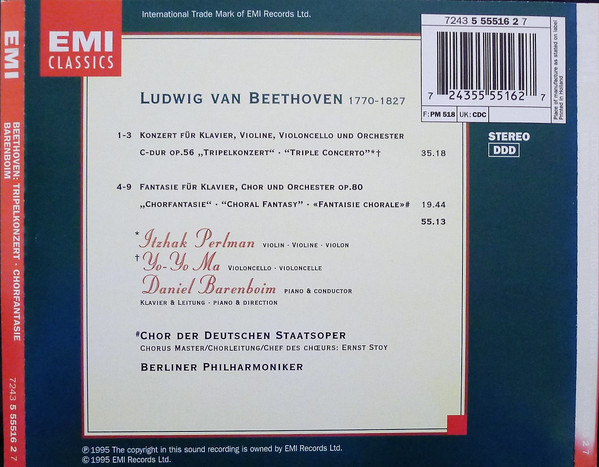 Ludwig van Beethoven, Itzhak Perlman, Yo-Yo Ma, Daniel Barenboim, Chor Der Staatsoper Berlin, Berliner Philharmoniker-1