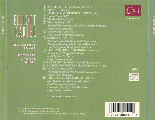 Elliott Carter - Rosalind Rees, The Gregg Smith Singers*-1