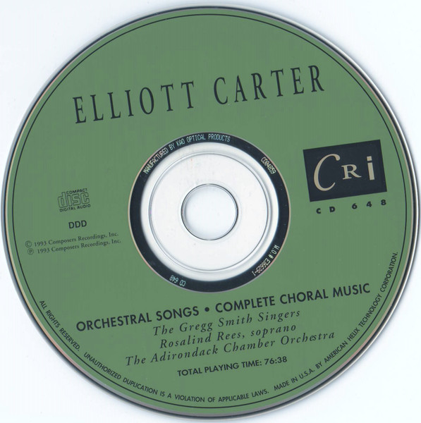 Elliott Carter - Rosalind Rees, The Gregg Smith Singers*-2