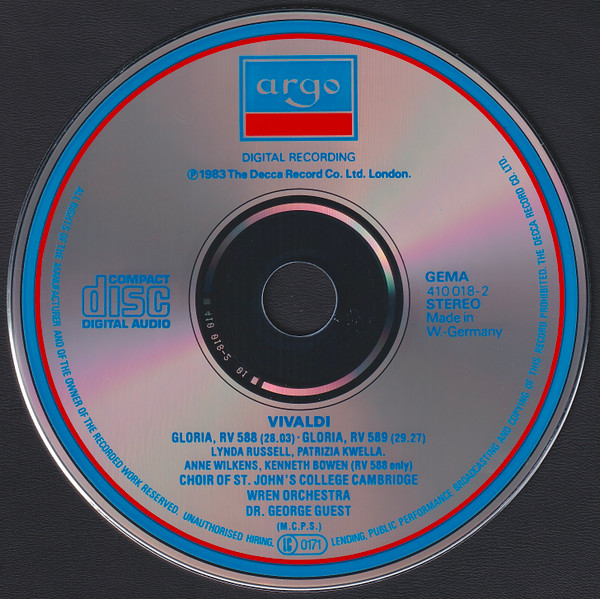 Antonio Vivaldi, Lynda Russell, Patrizia Kwella, Anne Wilkens, Kenneth Bowen, St. John's College Choir, The Wren Orchestra, George Guest (2)-2
