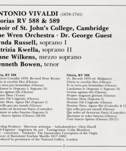Antonio Vivaldi, Lynda Russell, Patrizia Kwella, Anne Wilkens, Kenneth Bowen, St. John's College Choir, The Wren Orchestra, George Guest (2)-4
