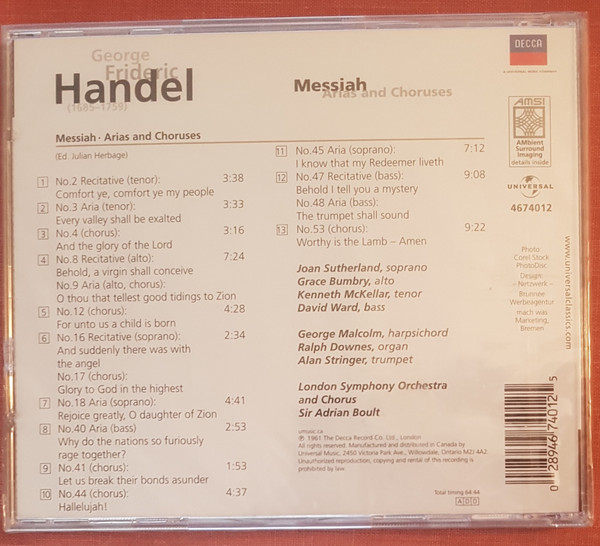 George Frideric Handel* - London Symphony Orchestra And Chorus*, Sir Adrian Boult-1