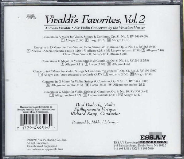 Antonio Vivaldi – Paul Peabody, Philharmonia Virtuosi, Richard Kapp-2