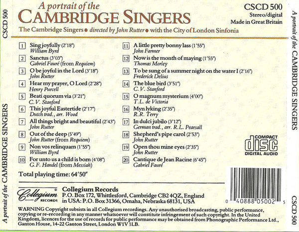 The Cambridge Singers Directed By John Rutter With The City Of London Sinfonia-1