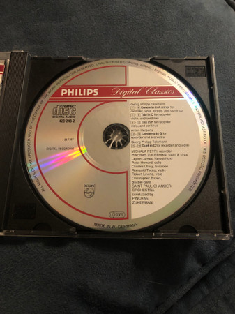 Georg Philipp Telemann, Anton Heberle, Michala Petri, The Saint Paul Chamber Orchestra, Pinchas Zukerman-2